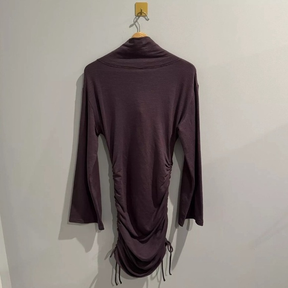 NEW Daily Practice by Anthropologie Long-Sleeve Ruched Mini Dress Plumb Sz XS - Picture 5 of 8